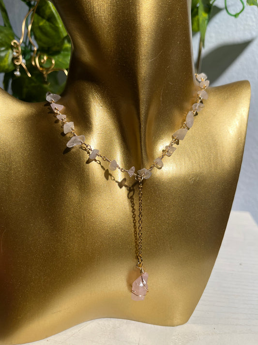 Rose Quartz fairy necklace