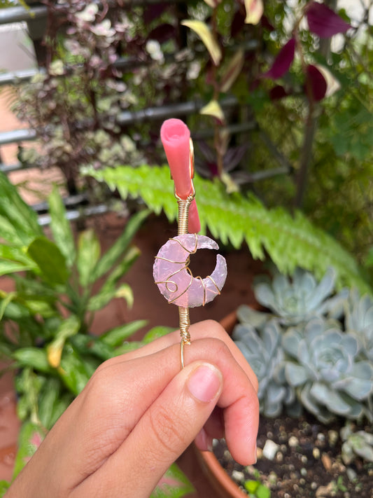 Rose Quartz Moon Holder