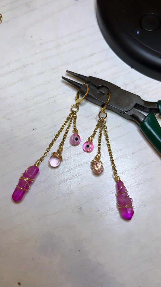 Pink fairy earrings